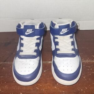 Nike Court Borough Mid 2 Toddler Kids Shoes SZ 9C White/Blue CD7784-107